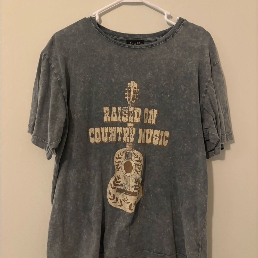 SHEIN Blue Graphic Tee - Raised on Country Music